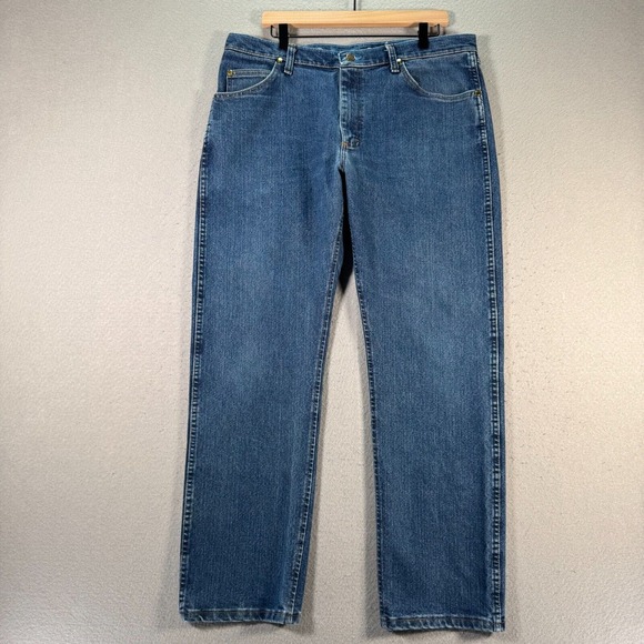 Wrangler Cowboy Cut Jeans Men 36x32 Regular Fit Blue Medium Wash Rodeo 1047MAVMR - Picture 1 of 13